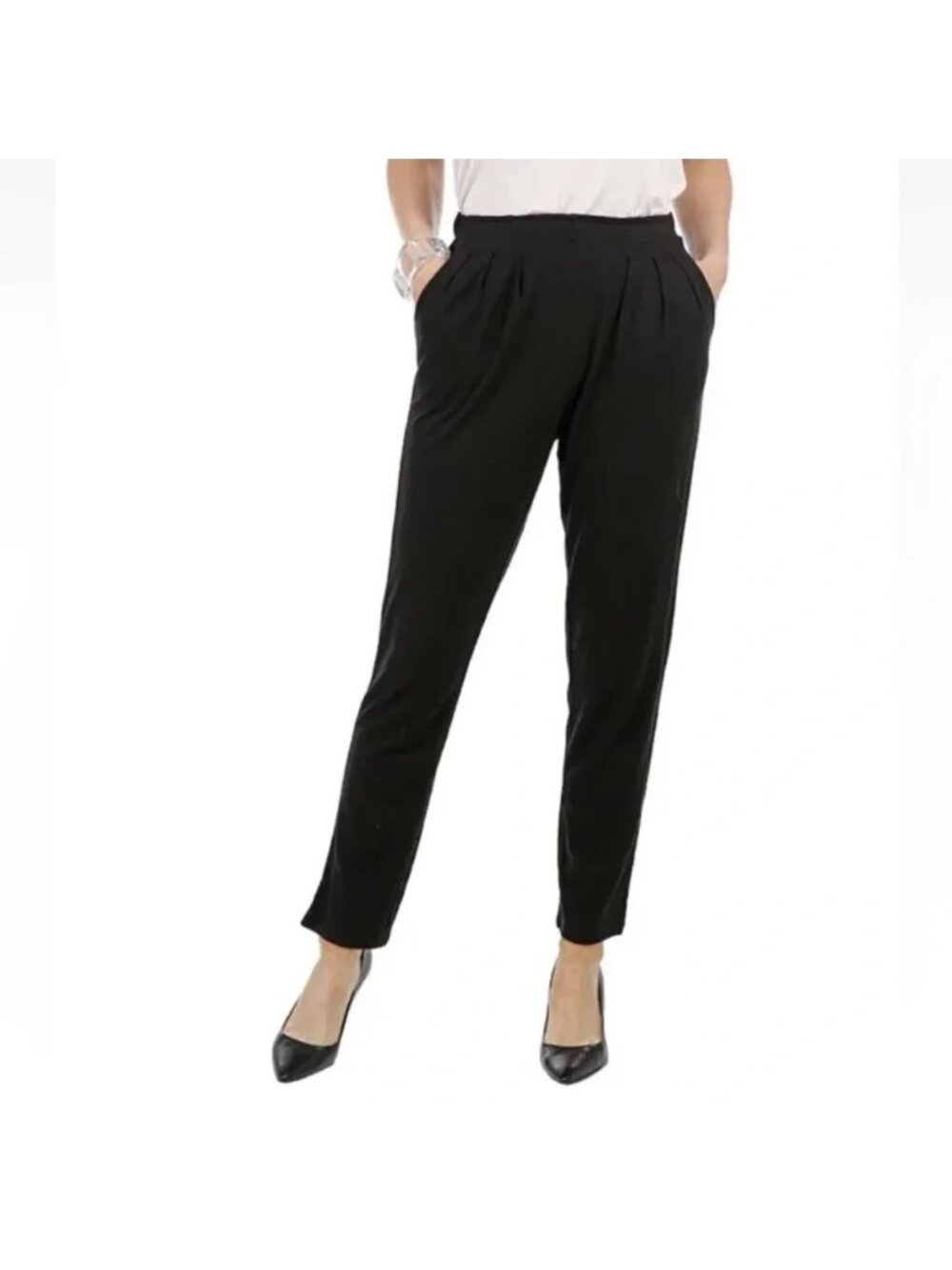 NEW MarlaWynne Black Linen Blend Slouch Pants Size Small